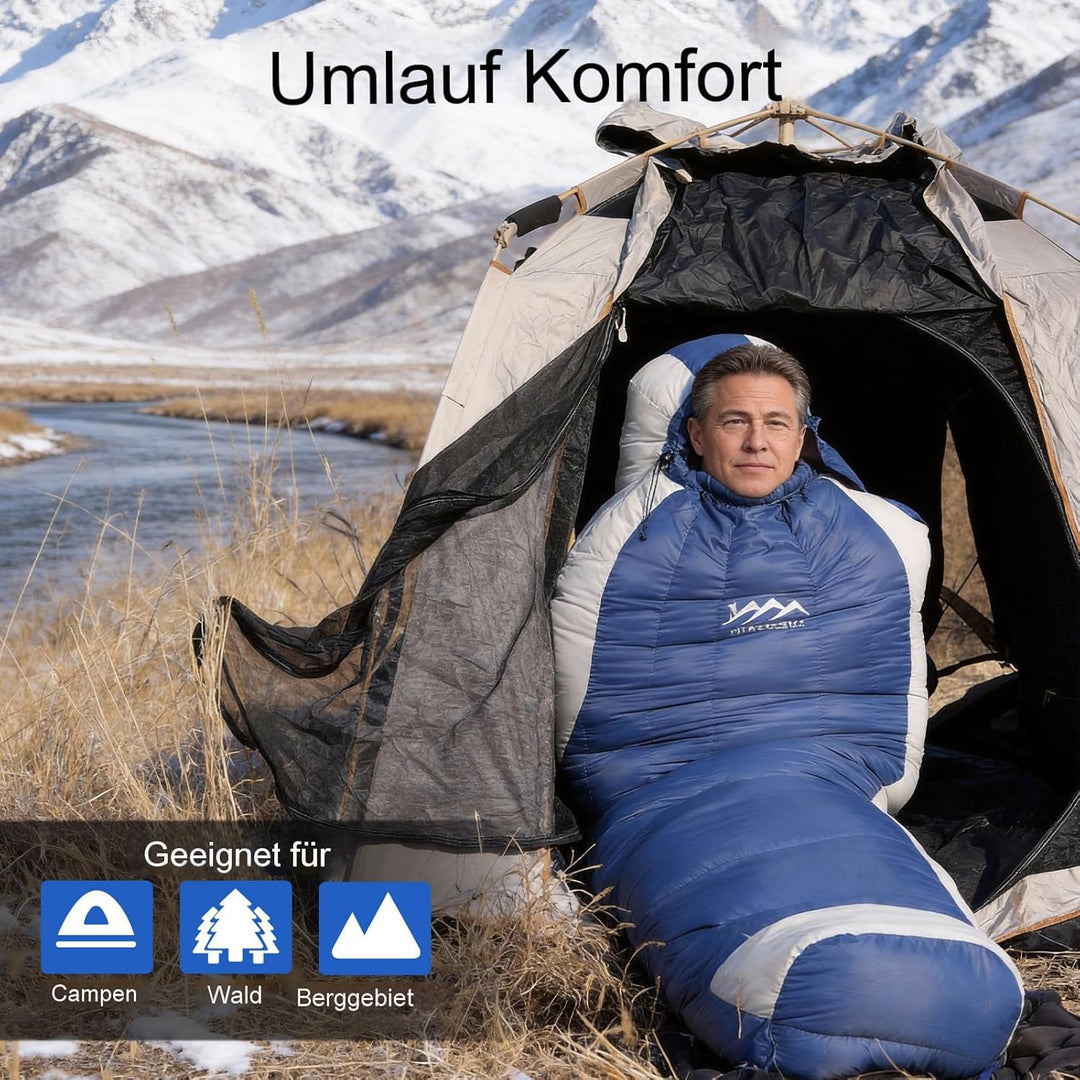 Ultraleicht Daunenschlafsack mit Kissen, Kleiner Leichter Sommer Schlafsack 680FP für Erwachsene und