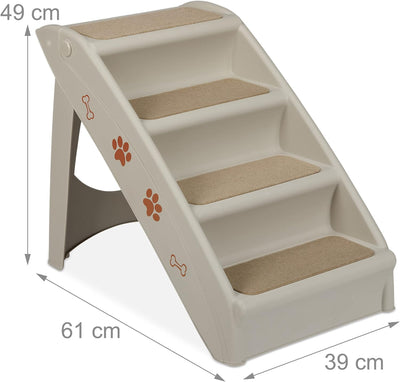 Relaxdays Hundetreppe 4 Stufen, kleine & grosse Hunde, Bett & Couch, Auto, Tiertreppe, HxBxT: 49 x 3