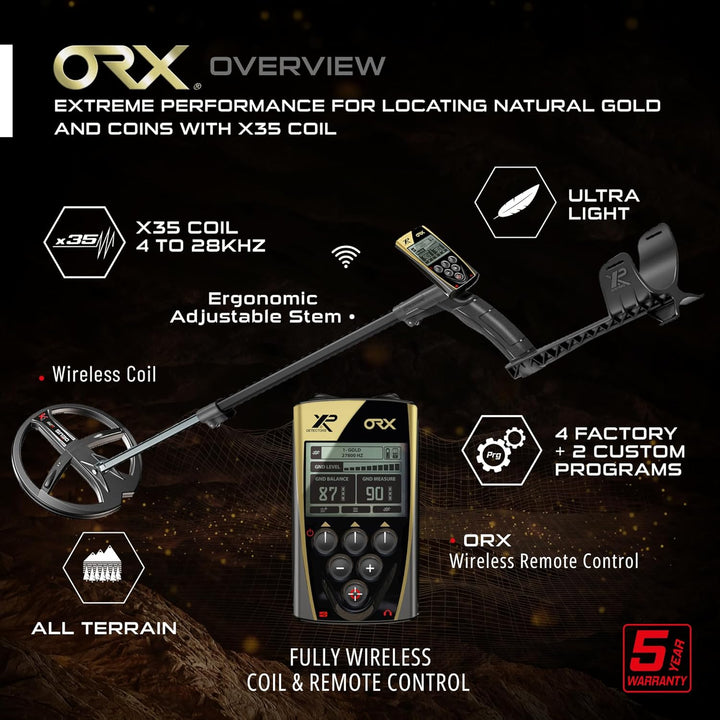 XP Metal Detectors ORX Detektor, speziell für Schatz- und Reliktsuche - 9" X35 Spule, Fernbedienung