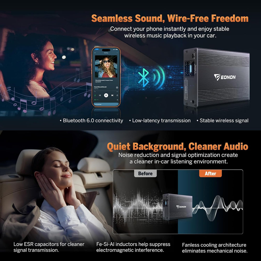 Eonon DSP-Digitalverstärkerbox, 4CH×50W Ausgang, EQ-Modus, Bluetooth Netzstecker für Autoradio A304