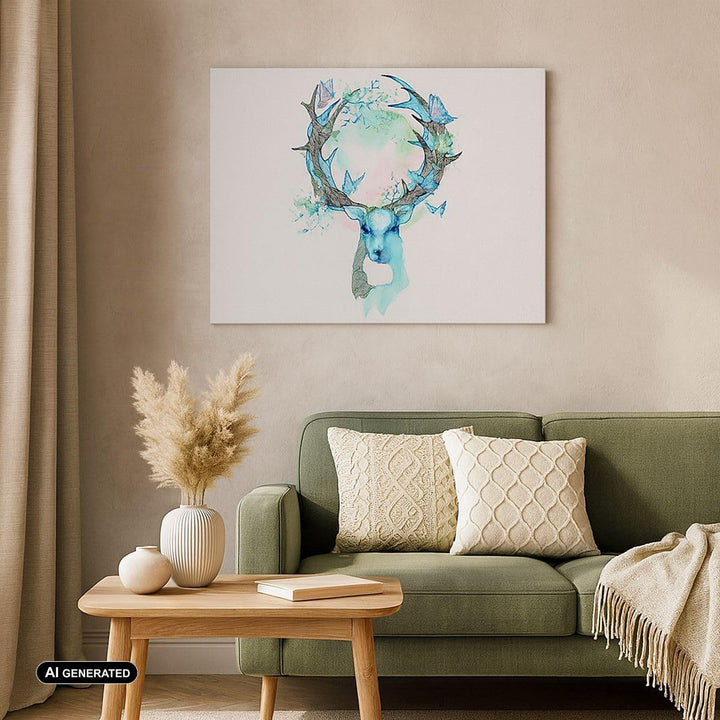 Bilder auf Leinwand 100x70cm Leinwandbild Hirsch Natur Landschaft Dekoration Gross Wanddeko Bild Sch