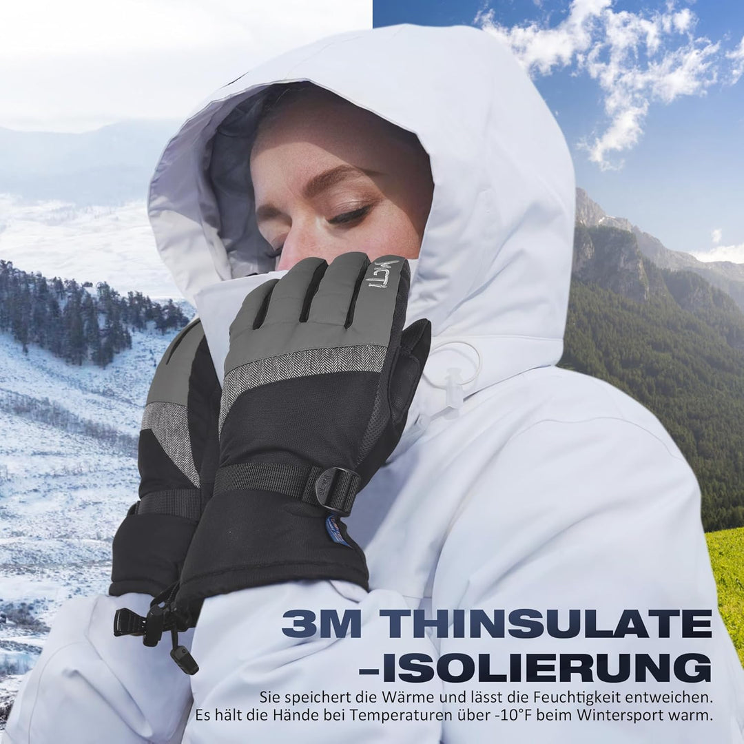 Skihandschuhe Damen Touchscreen Winterhandschuhe Wasserdicht Snowboardhandschuhe Winter Warm Schnee