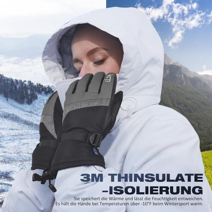 Skihandschuhe Damen Touchscreen Winterhandschuhe Wasserdicht Snowboardhandschuhe Winter Warm Schnee