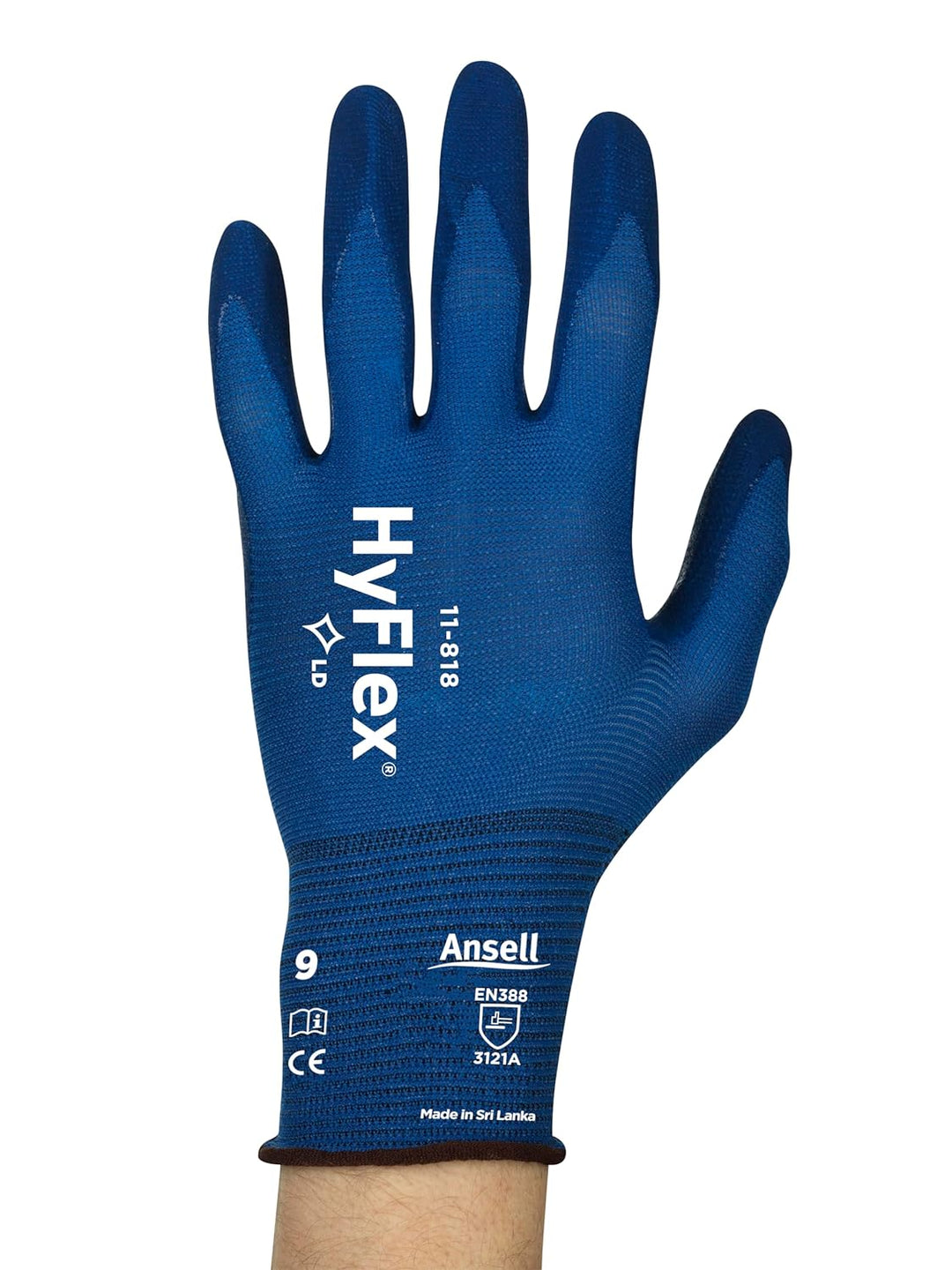 Ansell HyFlex 11-818 Arbeitshandschuhe, Industrie und Mechaniker-Handschuh, Verbesserter Griff- und