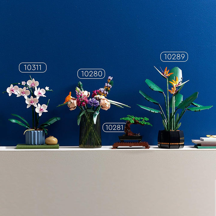 LEGO Icons Orchidee, Künstliche Pflanzen Set mit weissen und rosa Blumen, Modellbausatz für Erwachse