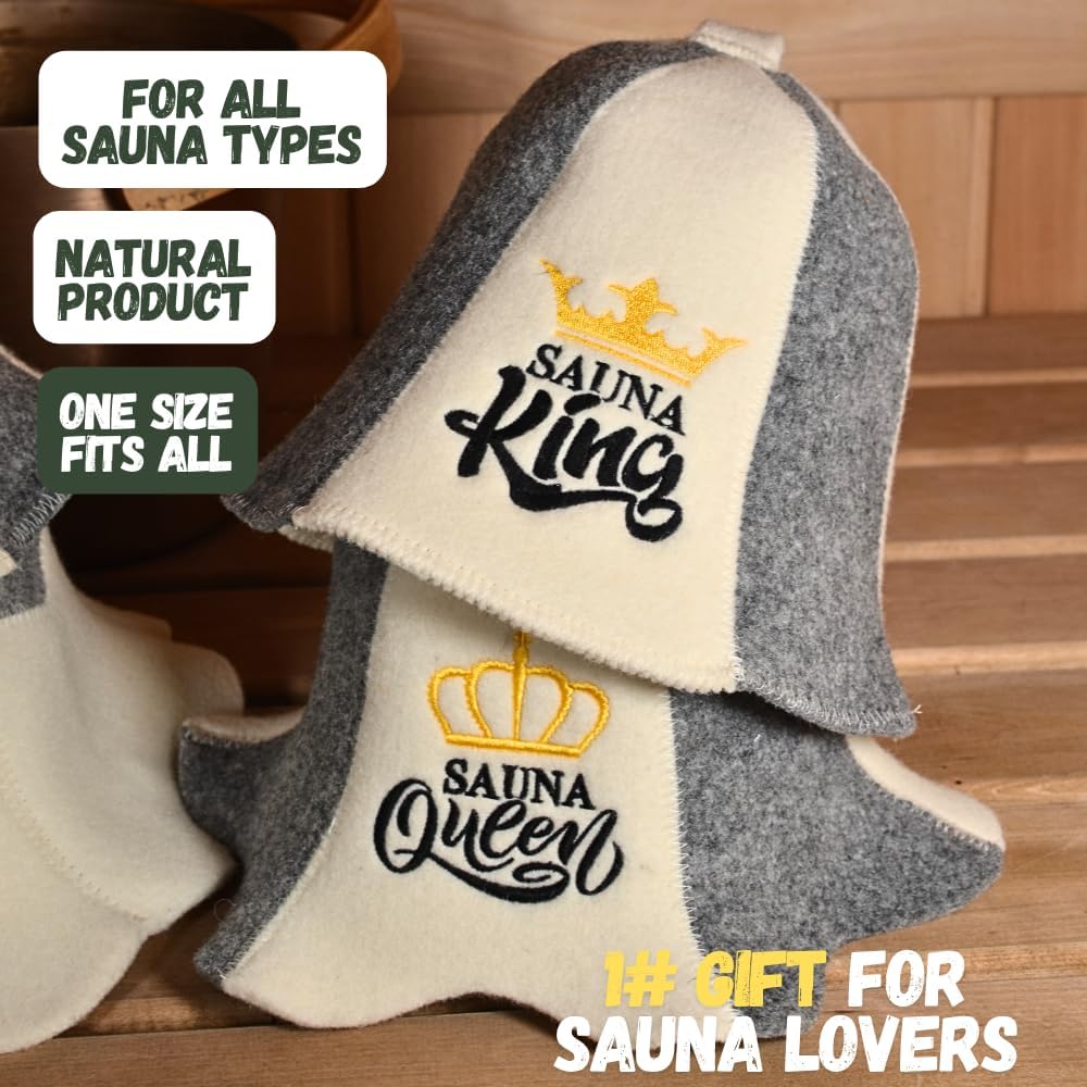 Sauna Guru Saunahut 'Sauna Queen' White - 100% organische Wollfilzmützen - Schützen Sie Ihren Kopf v