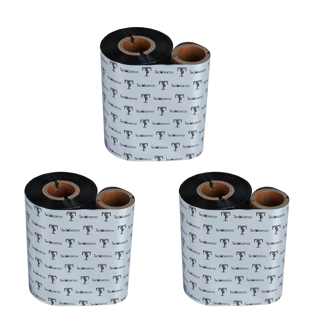 Premium Wachsband mit Thermotransferband, verstärktes Wachs, 2,5 cm, Schwarz, mit leerer Rolle, Tint