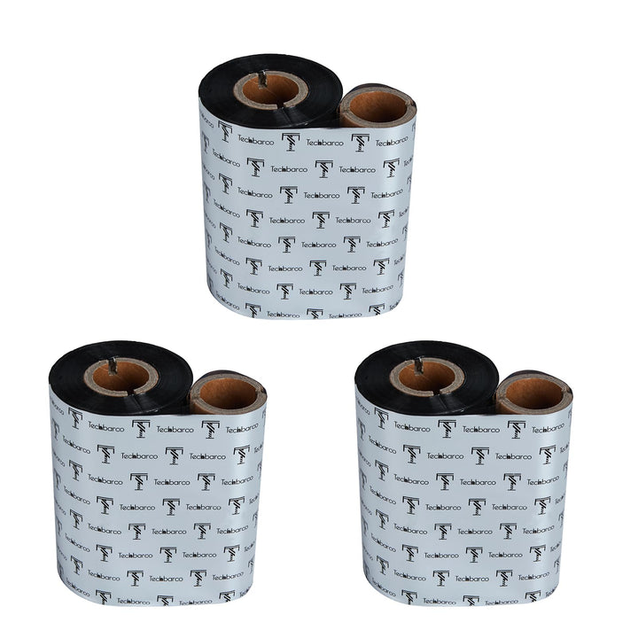 Premium Wachsband mit Thermotransferband, verstärktes Wachs, 2,5 cm, Schwarz, mit leerer Rolle, Tint