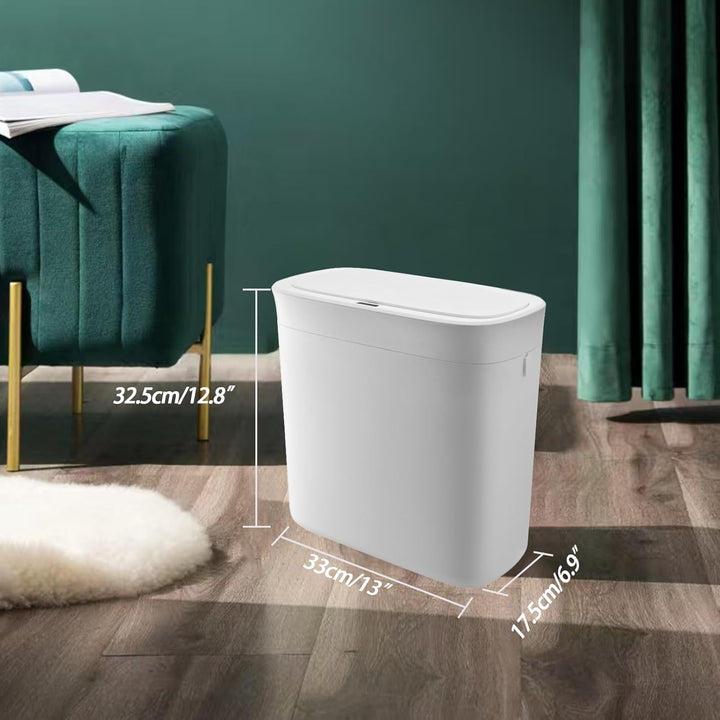 Automatischer Badezimmer Mülleimer mit Deckel, 12l Sensor, Schlank, Schmal, aus Kunststoff, Wasserdi