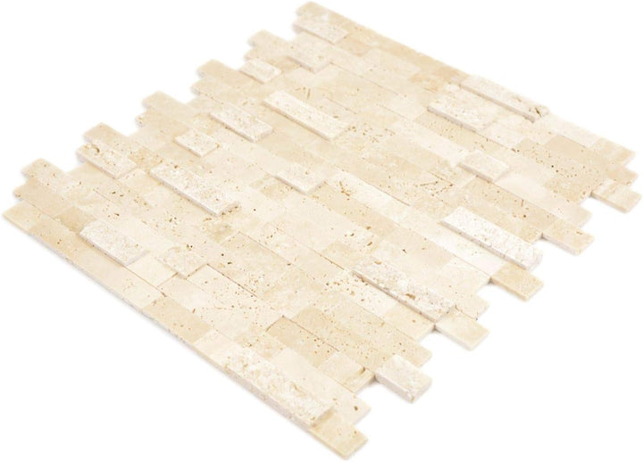 Selbstklebnde Mosaikmatte Verbund Naturstein Travertine beige für WAND KÜCHE Wandverblender Fliesens