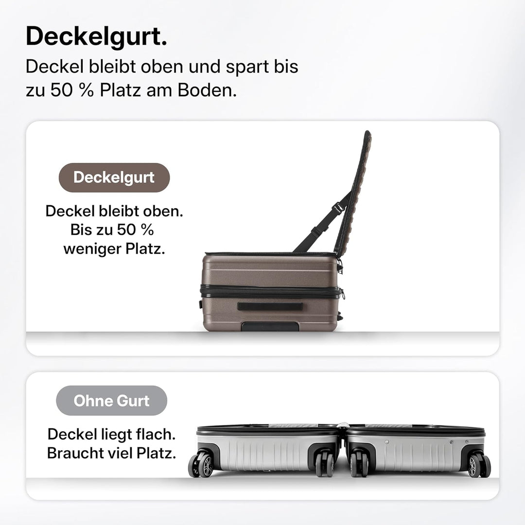 Münicase Reisekoffer L 65 cm, Top-Öffnung, TSA, Coffee | Tiefes Hauptfach, Erweiterbar, Kompressions