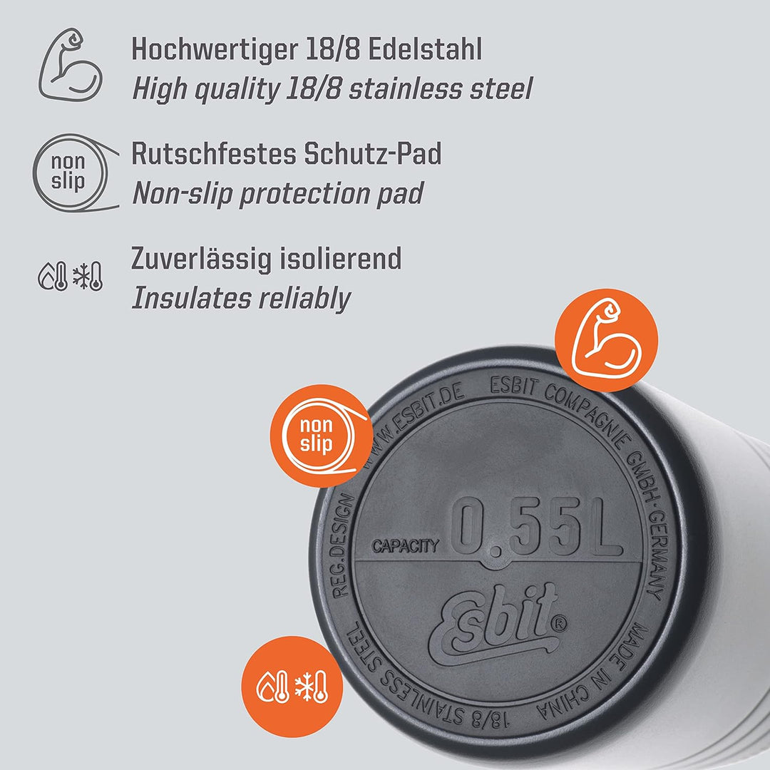 Esbit Thermobehälter Majoris | Edelstahl | BPA-Frei | Schwarz & Silber | 0,4L & 0,55L | für warme Sp