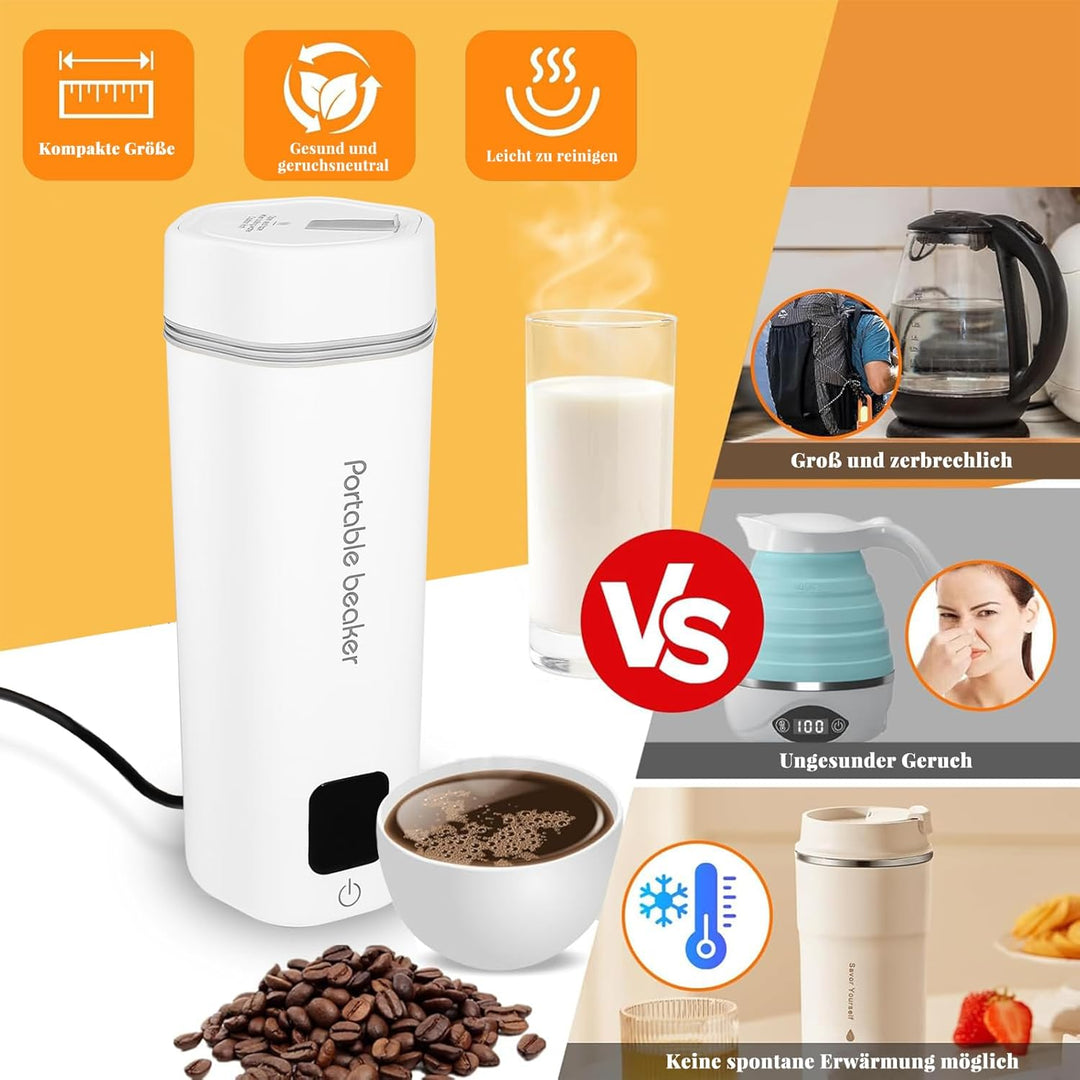 Reise Wasserkocher Klein, 100-240V Universal 350ML Tragbarer Wasserkocher Mini Wassertasse, Edelstah