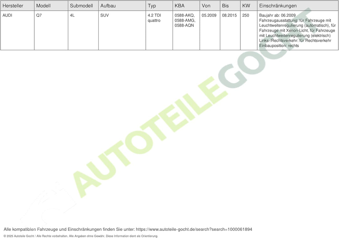 Valeo 044138 Hauptscheinwerfer