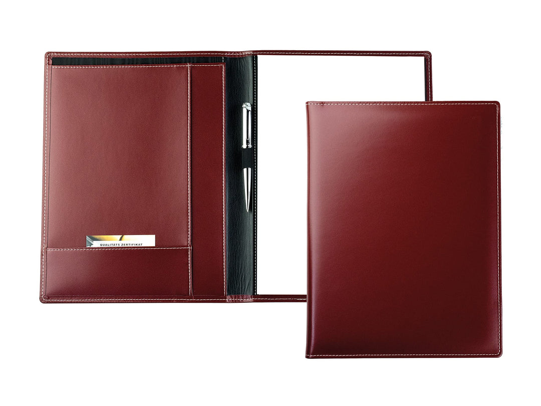DELMON VARONE - Personalisierbare Schreibmappe DIN A4 aus Cambridge Top Grain Leder rot, Organizer K