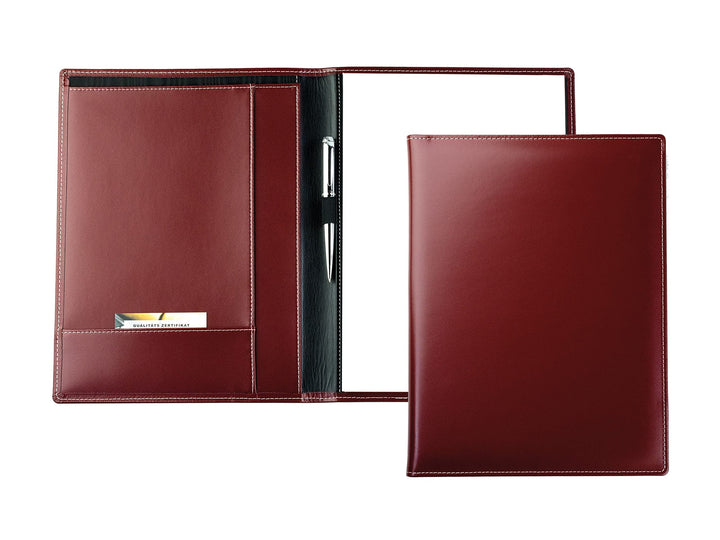 DELMON VARONE - Personalisierbare Schreibmappe DIN A4 aus Cambridge Top Grain Leder rot, Organizer K