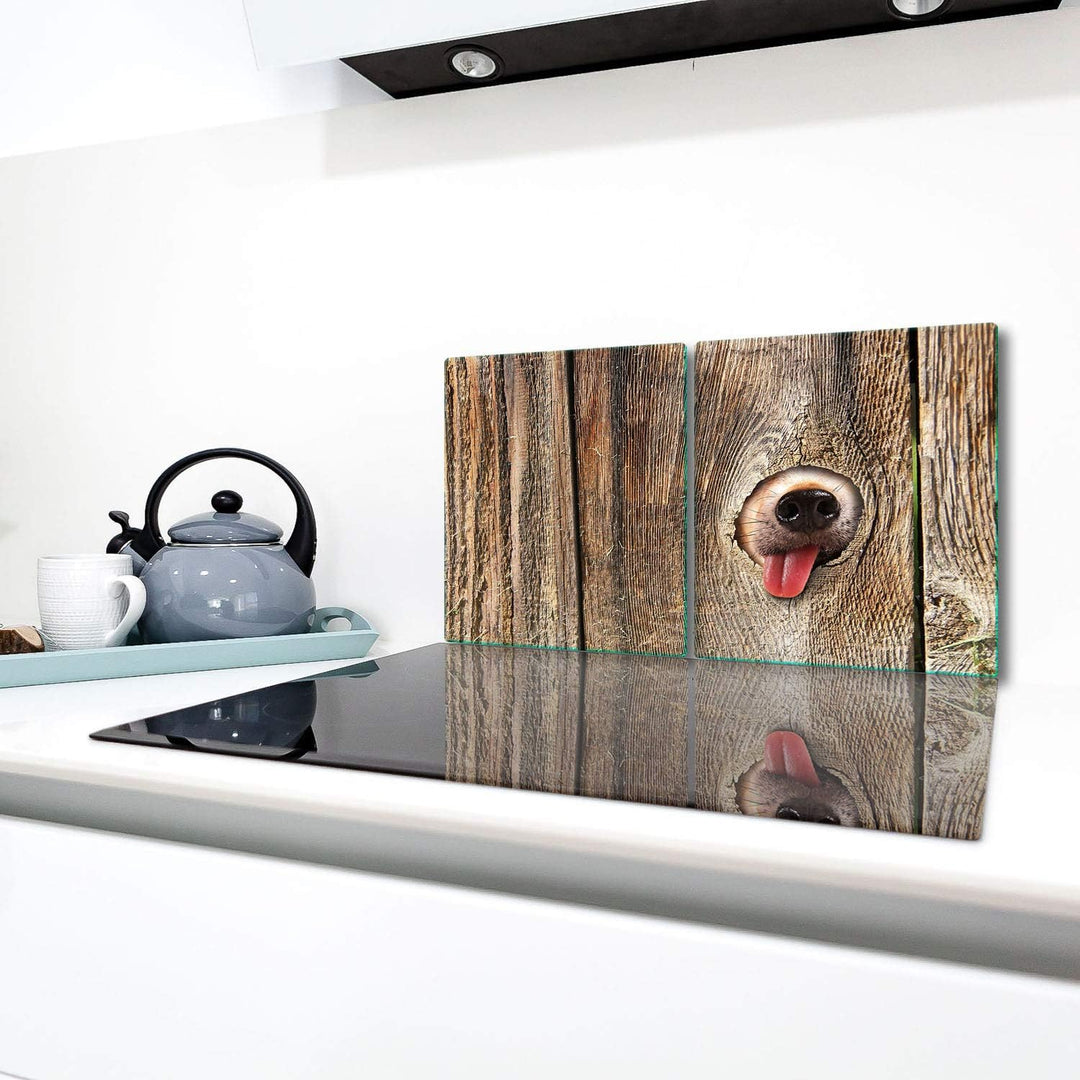 TMK | Herdabdeckplatten Set 2x40x52 cm Ceranfeld Abdeckung Glas Spritzschutz Abdeckplatte Glasplatte