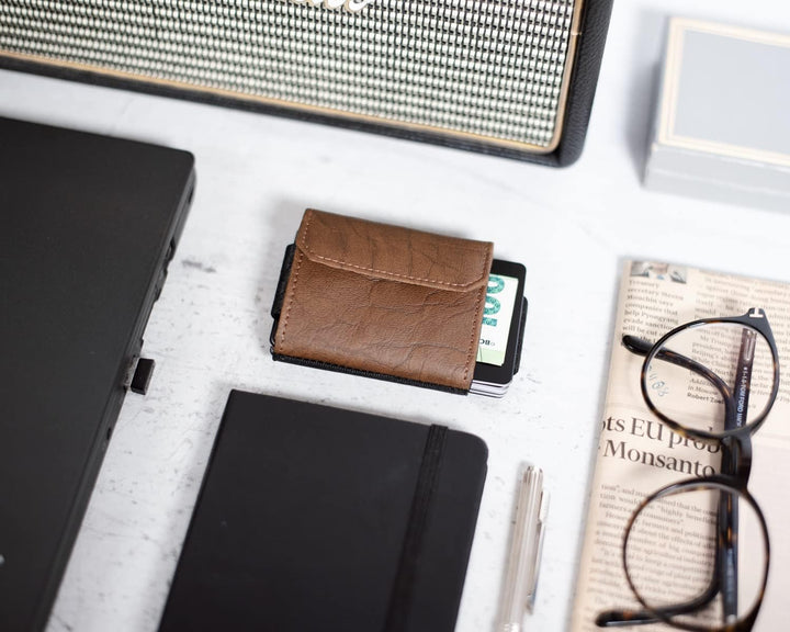 Jaimie Jacobs Minimalist Wallet Nano Boy Pocket Mini Geldbörse aus Textil mit Zugband schmaler Karte