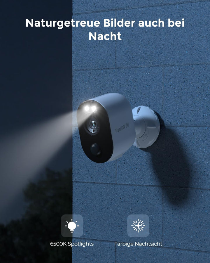 Reolink 2K 4MP Akku Überwachungskamera Aussen mit Personen-/Fahrzeugerkennung, 2,4/5GHz WLAN Batteri