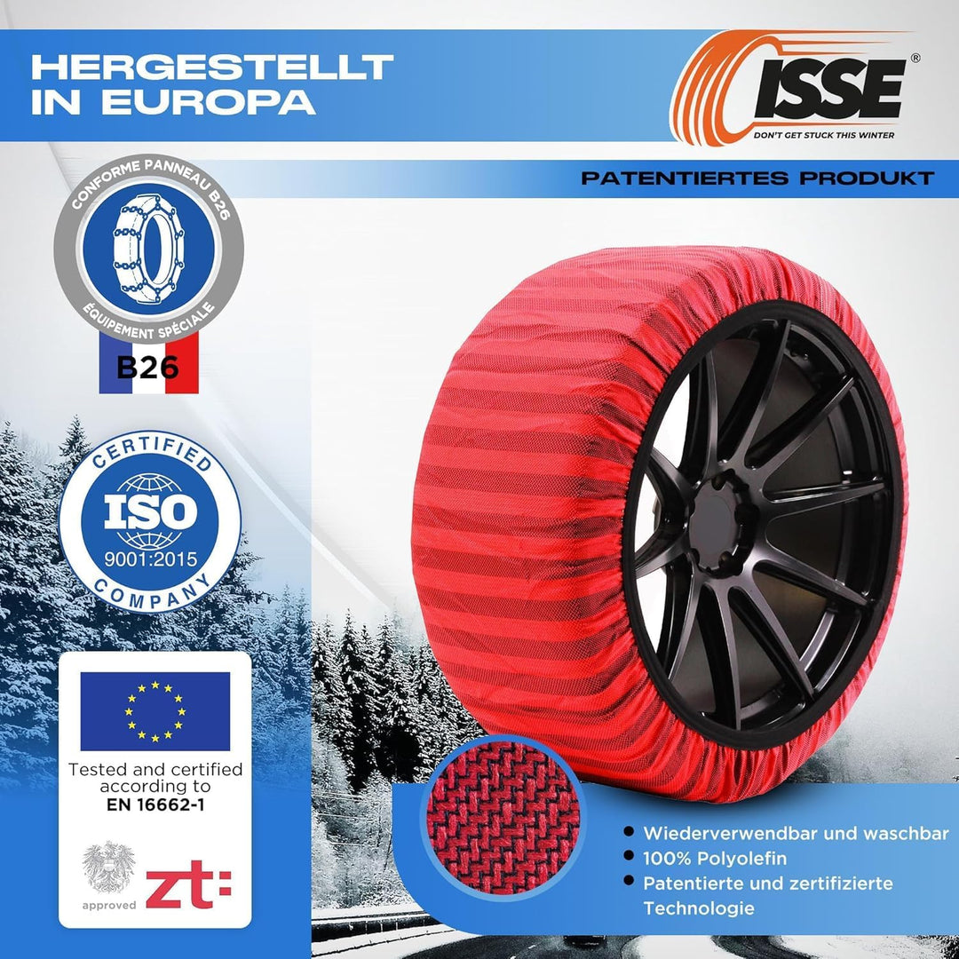 ISSE Klassisch GröÃŸe 66 2er-Set Textil-Schneeketten Für Autos CLASSIC T66, CLASSIC T66