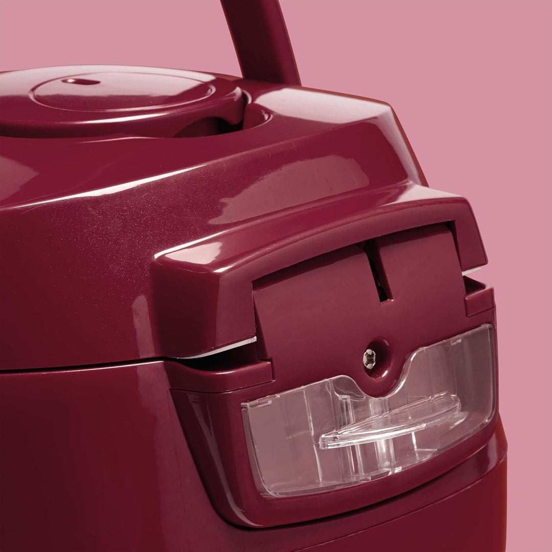 REISHUNGER Digitaler Reiskocher klein, bordeaux | 0,6 L bis 3 Personen | Warmhaltefunktion, Timer &