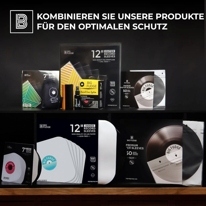 BIG FUDGE Innenhüllen für Schallplatten – 30 cm x 100 Stück – Schutz aus Vinyl aus dickem und säuref