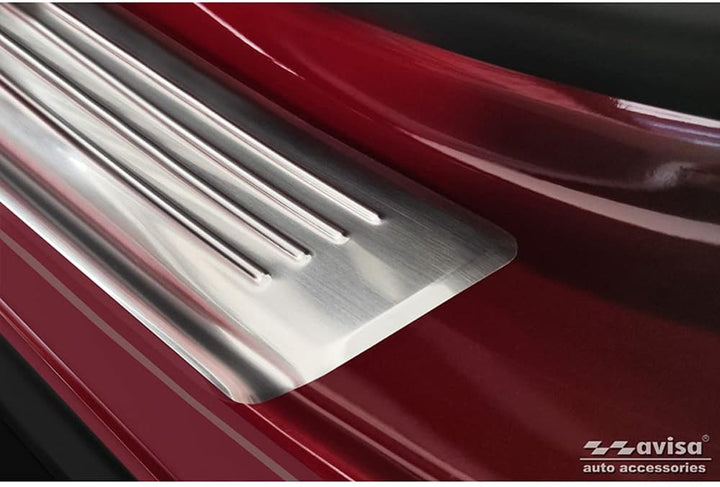 Avisa INOX Door sill Protectors Compatible with Hyundai Tucson (NX4E) 2020- 'Lines' - 2-Pieces (Rear