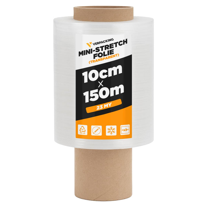 Verpacking Mini-Stretchfolie 23my stark 100mm x 150m 40 Rollen reissfest, dehnbar &amp; zuverlässig 40 R