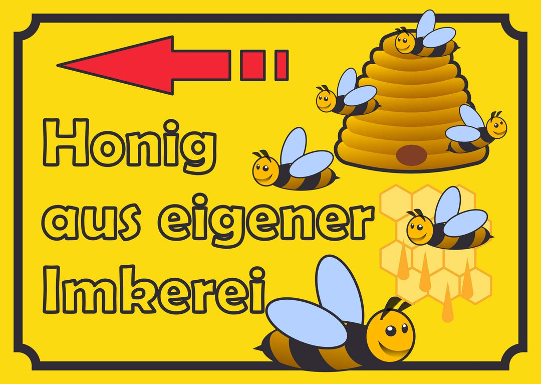 Verkaufsschild Schild Honig links A2 Rückseite selbstklebend, A2 Rückseite selbstklebend