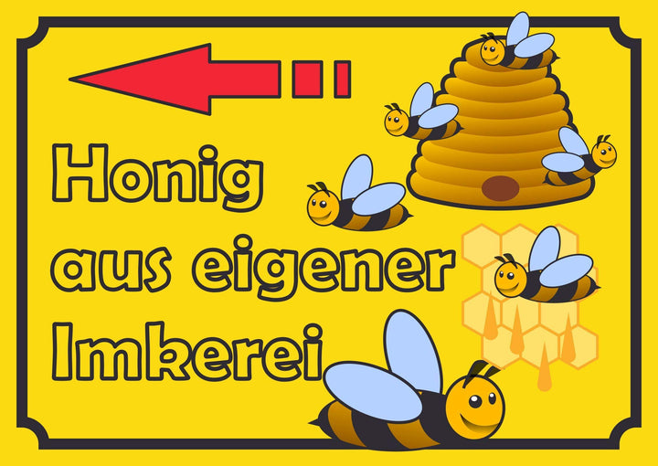 Verkaufsschild Schild Honig links A2 Rückseite selbstklebend, A2 Rückseite selbstklebend