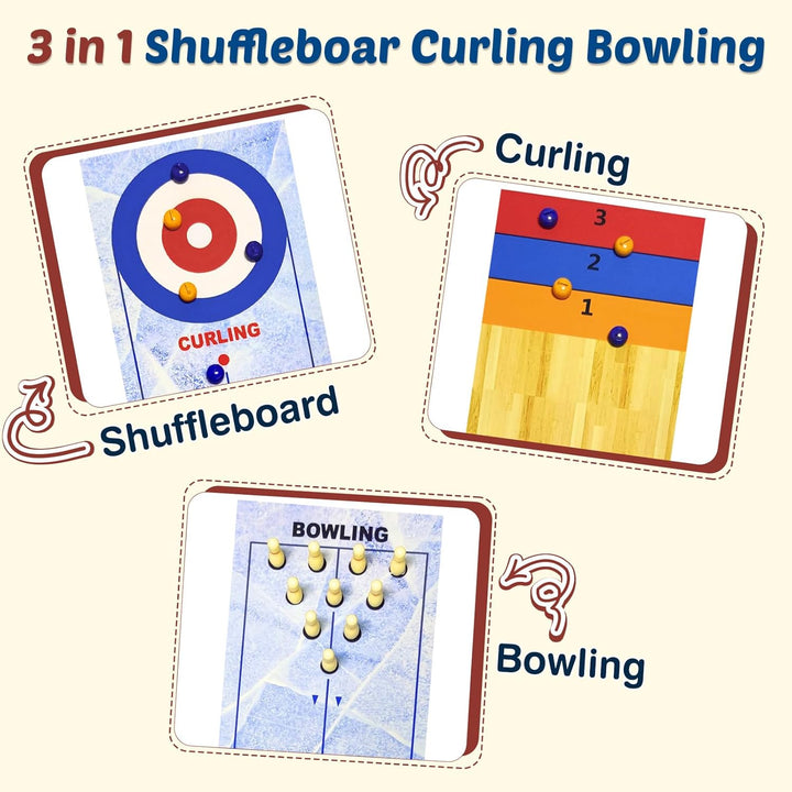3 in 1 Shuffleboard Bowling Curling Spiel,Shuffleboard Tabelle top Games,Bowling Shuffleboard Tischs