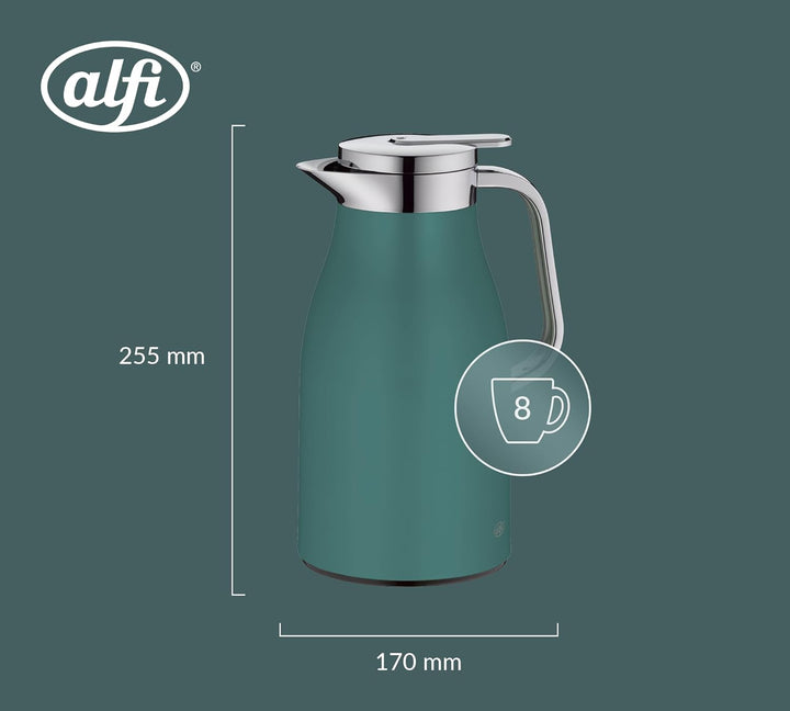 alfi SKYLINE 1,0l, boho green, Edelstahl-Isolierkanne mit hygienischem Hartglaseinsatz, Drehverschlu