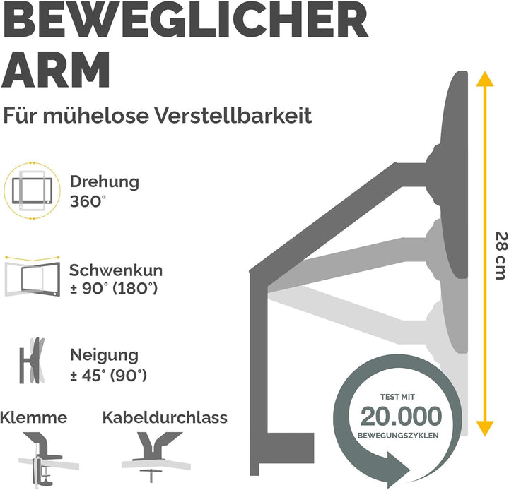 Fellowes Monitor Halterung für 1 Bildschirm bis 32 Zoll (81,28 cm) - Platinum Series Monitor Arm mit