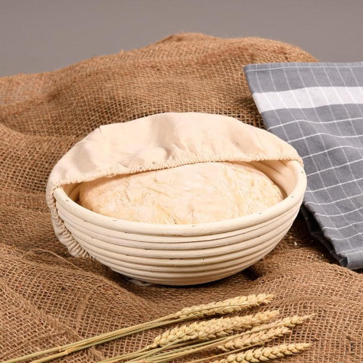 KESPER | Gärkörbchen mit Teigschaber, Material: Rattan, Textilfutter (abnehmbar), Masse: 25 cm Ø - 8