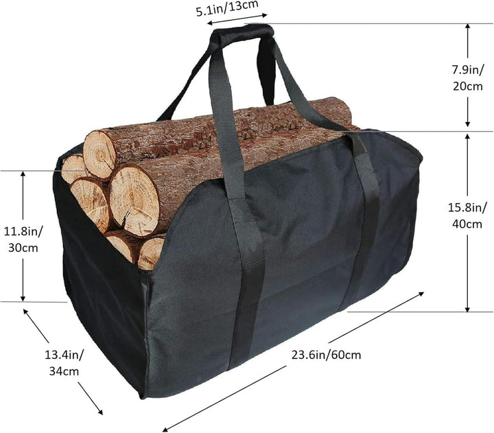 Kaminholztasche, Faltbare Kamintasche, Holzträger, wasserabweisend, langlebig, Segeltuch-Tragetasche