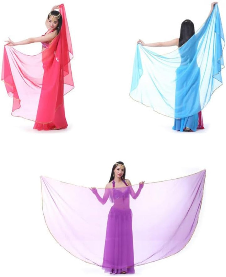 Wambere 250cm x 120cm Halbkreisschal Halbrunder Chiffon Handschal Bauchtanzschal Damen Bauchtanz Acc