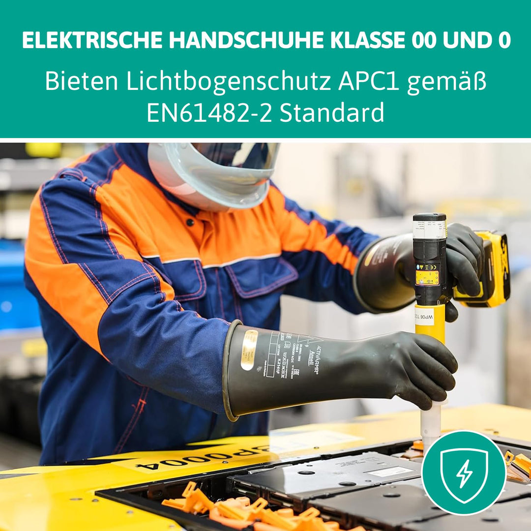 Ansell ActivArmr Elektriker-Schutzhandschuhe, Elektroschutz Klass 0 (1000V), Elektrisch Isolierende