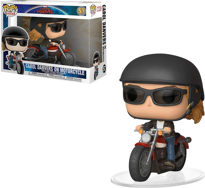 Funko FK36418 Rides Captain Marvel: POP 8 Zubehör, Multi, One-Size Carol Danvers auf Motorrad, Carol