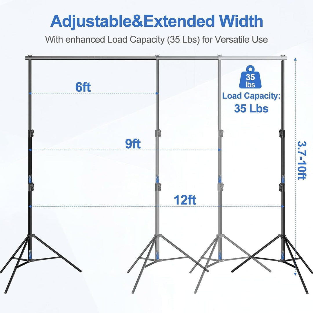 EMART Foto Hintergrund Ständer 3 X 3,6M, Verstellbarer Hintergrundsystem mit 4 Stück Hintergrundklem