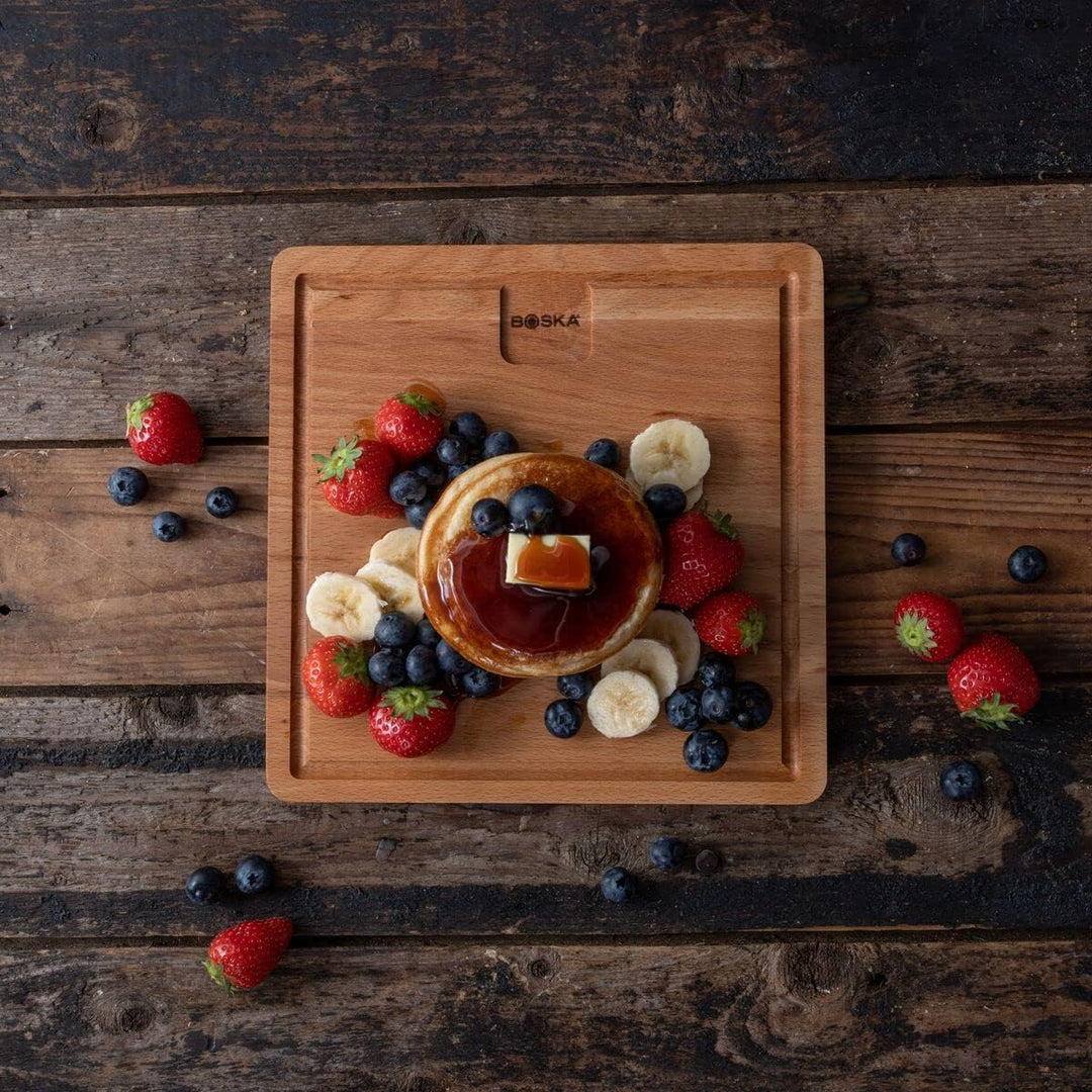 Boska Dining Board Amigo S/Servierbrett/Europäisches Buchenholz/Dinnerbrett mit Auffangrinne / 23x23