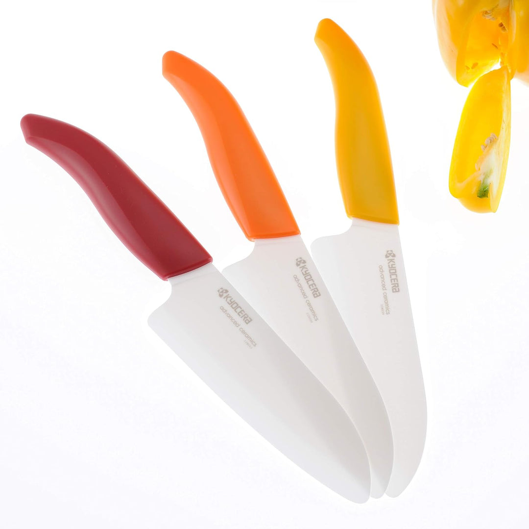 KYOCERA GEN COLOUR Santoku Keramikmesser FK-140WH-RD Santokumesser mit extrem scharfer Keramikklinge