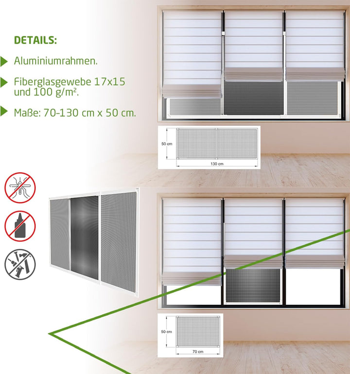 Amig - Ausziehbares Moskitonetz für Fenster | Werkzeugfreie Montage | Passt in den Rollladenschlitz