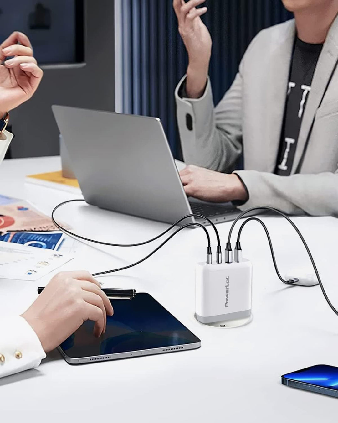 PowerLot 100W USB C Ladegerät GaN Pro 4 Port PD USB Netzteil, Schnellladegerät für MacBook Pro, Leno