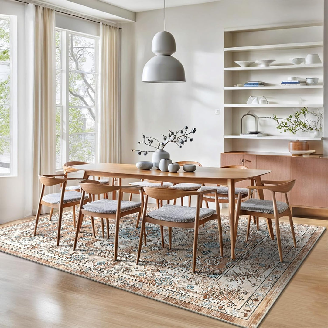 Grosser Teppich 120 x 180 cm, Luxuriös Superweich Kurzflorteppich Waschbarer Teppich Wohnzimmer Vint