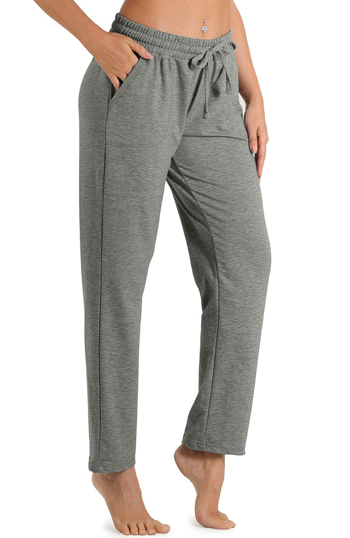 icyzone Damen Jogginghose Sweathose Lang Sporthose Freizeithose geradem Bein Hose mit Tunnelzug L Gr