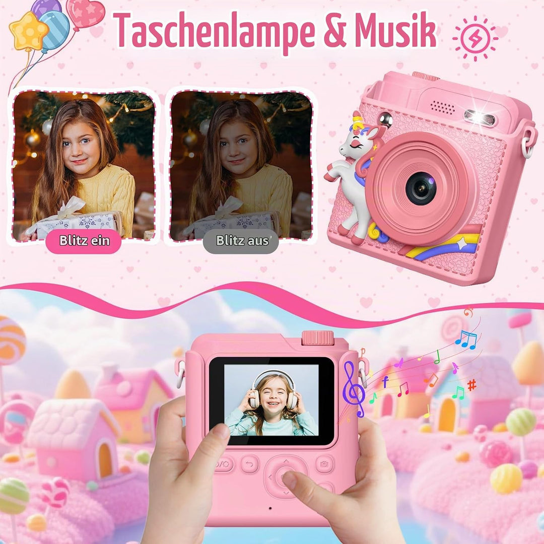Gofunly Sofortbildkamera Kinder, 1080P HD Kinderkamera Sofortbildkamera mit 32GB Karte &amp; DruckerPapi