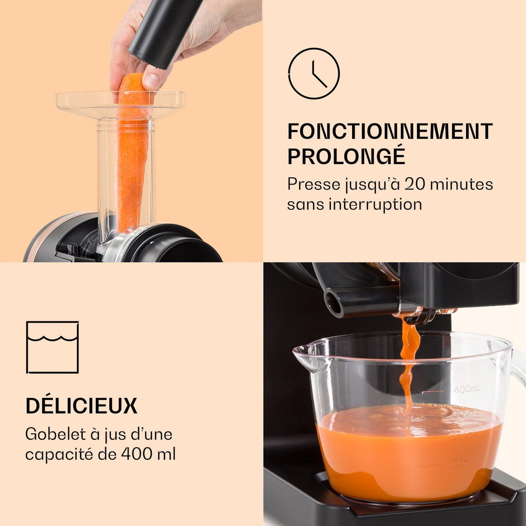 Klarstein Bella Elegance Saftpresse 200 W, Entsafter mit 400 ml, BPA-frei, rutschfester Standfuss, m