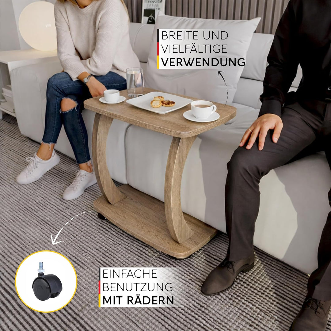 sugodesign Beistelltisch Couch, mit Rollen, Laptoptisch für Couch, Kleiner Wohnzimmertisch, Sofatisc