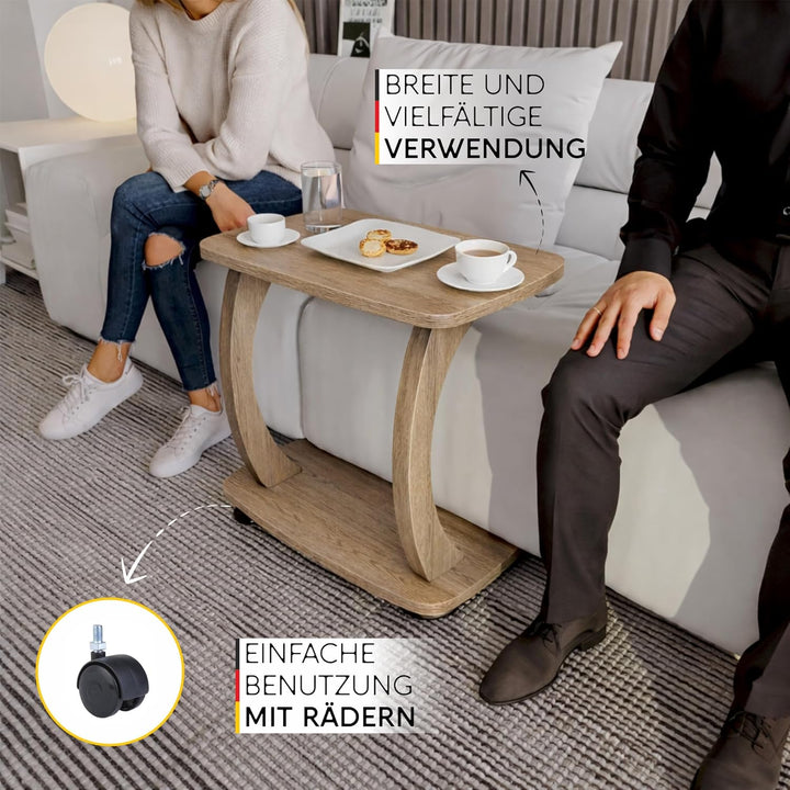 sugodesign Beistelltisch Couch, mit Rollen, Laptoptisch für Couch, Kleiner Wohnzimmertisch, Sofatisc