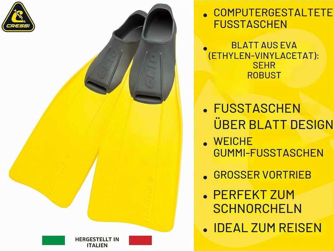 Cressi Clio zum Flossen Schwimmen, Apnoe und Schnorcheln 27/29 Gelb, 27/29 Gelb